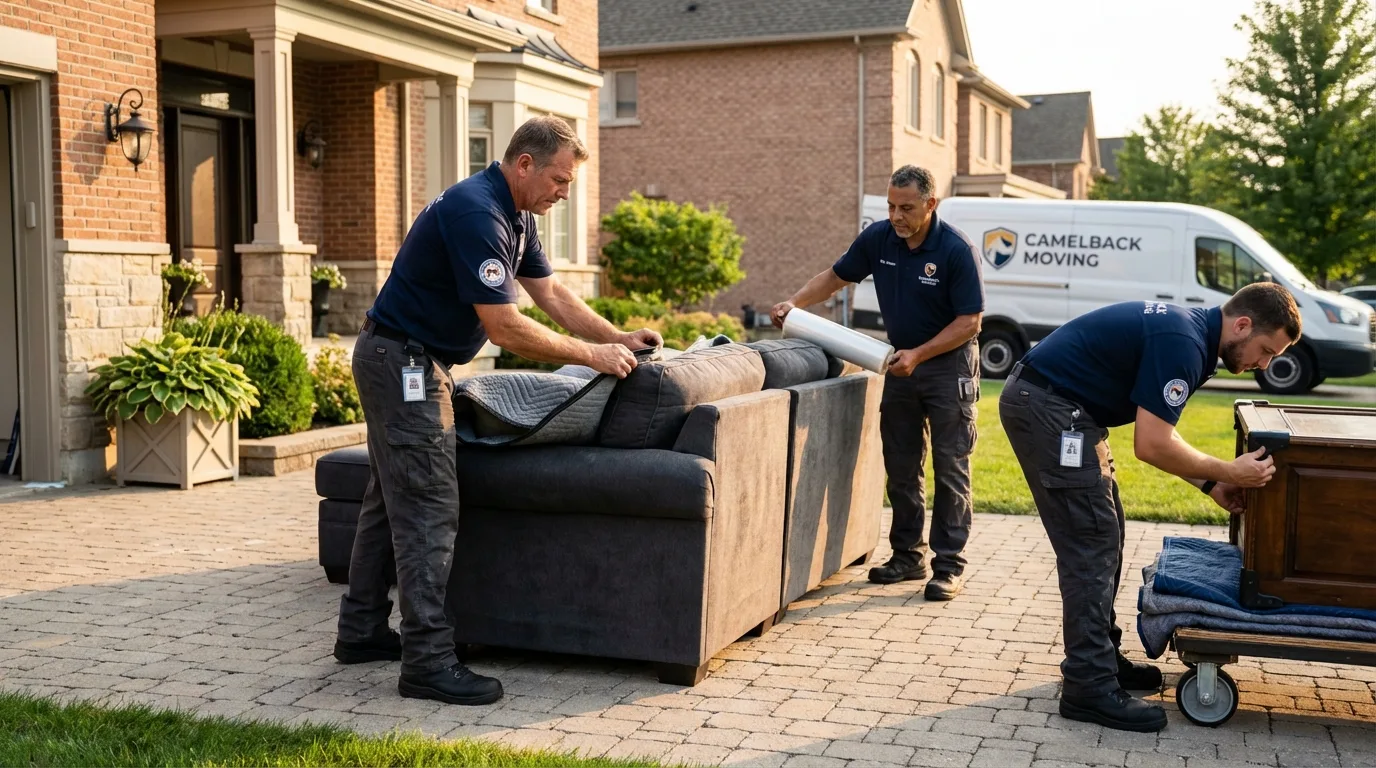 Large estate moving crew wrapping furniture in Patton, PA
