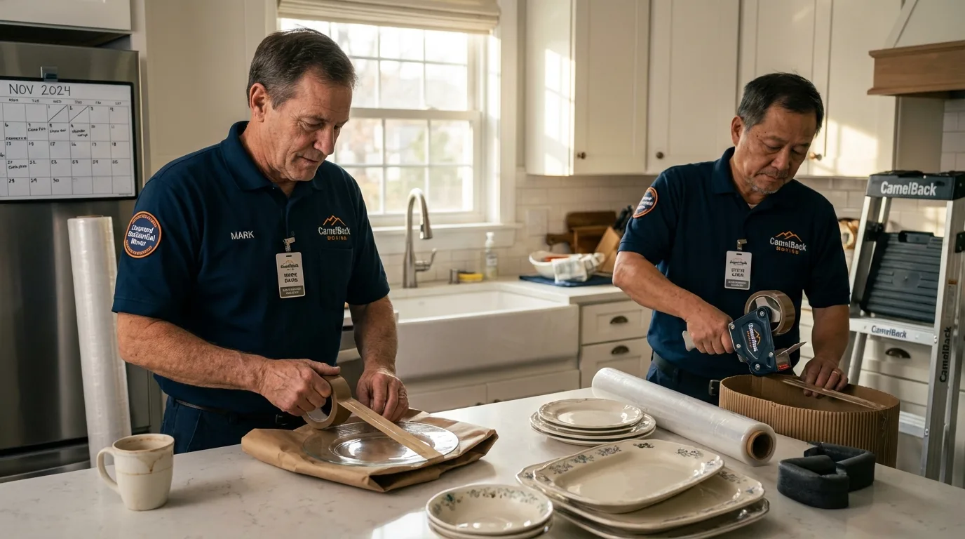 Professional crew packing kitchen dishware in Patton, PA